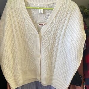 Women's White Cable Knit Sweater
